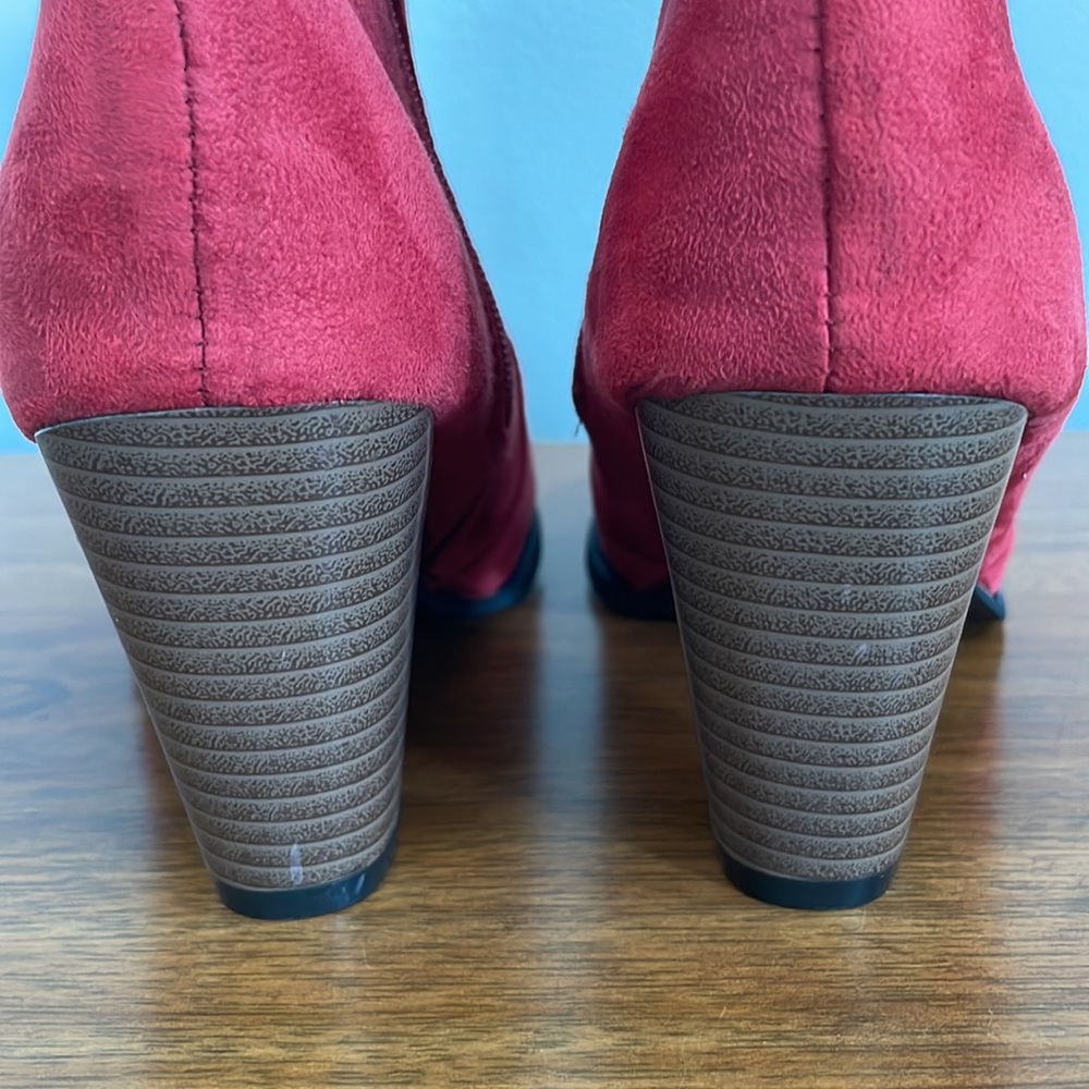 YAO FEI RED HIGH HEEL ANKLE BOOTS - Picture 7 of 16